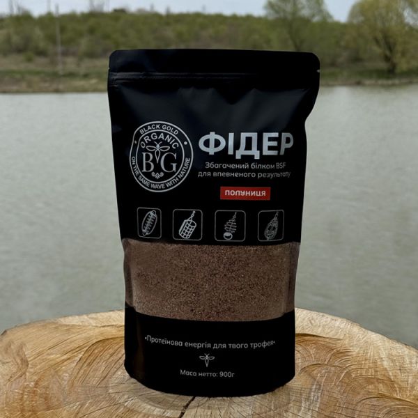 Прикормка фідерна «ПОЛУНИЦЯ», 900 г, Black Gold Organic