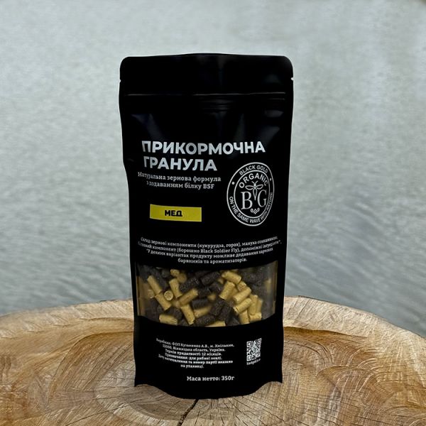 Прикормочна гранула 6 мм МЕД 350 г Black Gold Organic