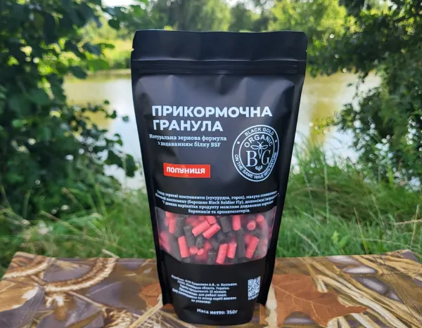 Прикормочна гранула 6 мм ПОЛУНИЦЯ 350 г Black Gold Organic